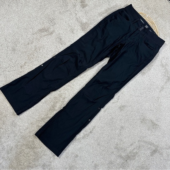 Prana Halle II Pants Mid Rise Hem Roll Up UPF 50+ Outdoor Hiking in Black 4 Tall - Picture 2 of 16